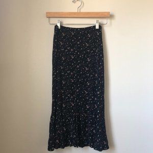 90s Vintage Stretch Floral Midi Skirt